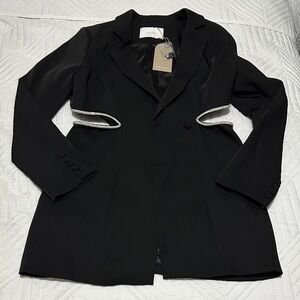 Meshki Black Blazer with Silver Accents